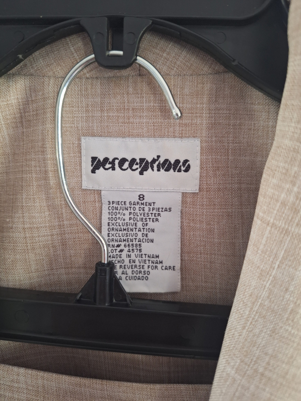 Perceptions Beige Short-Sleeve Skirt Suit - Picture 2 of 6